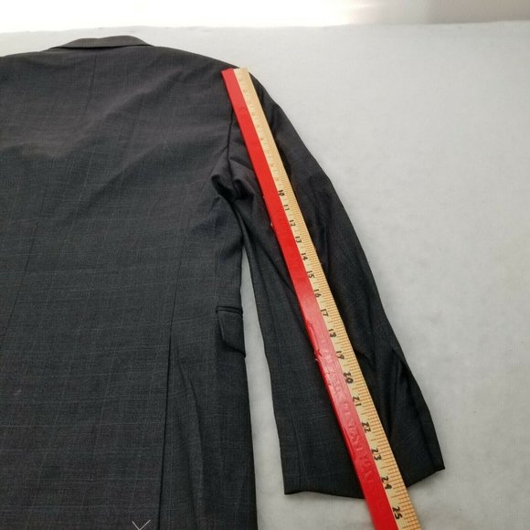 Tommy Hilfiger Grey Sharkskin Windowpane Stretch Classic Fit Suit Coat 40S $450 - Picture 9 of 11